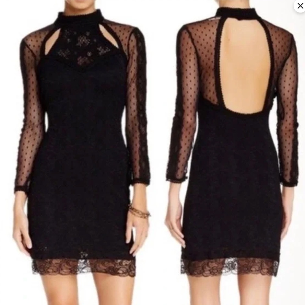 Free People “Karlton” Lace Cut Out Dress in Black